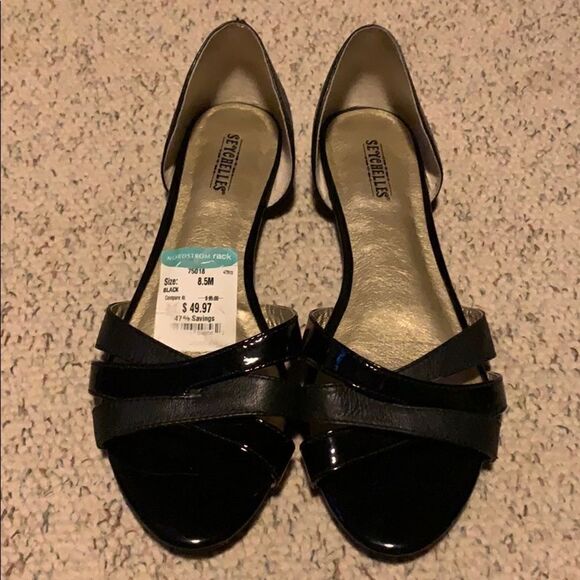 Seychelles black d’orsay strappy flats - Picture 2 of 6